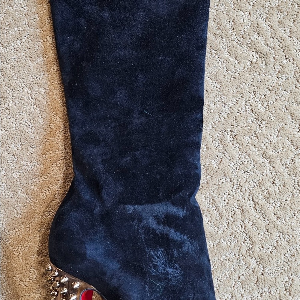 EUC Christian Louboutin Black Suede Platform Tall boots, Size 37.5 - Picture 3 of 5